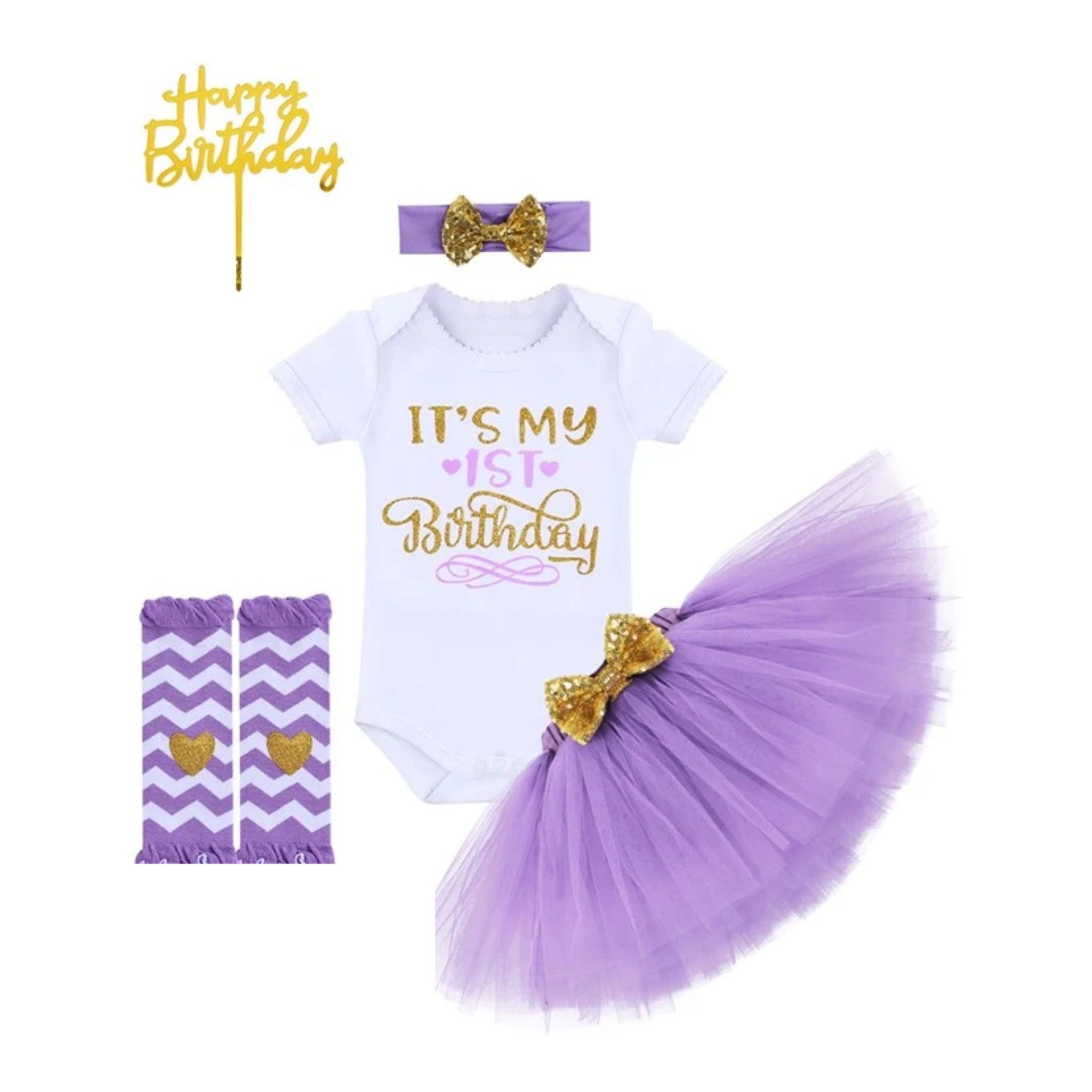 1st birthday princess costume set - Lilac Purple 5-piece