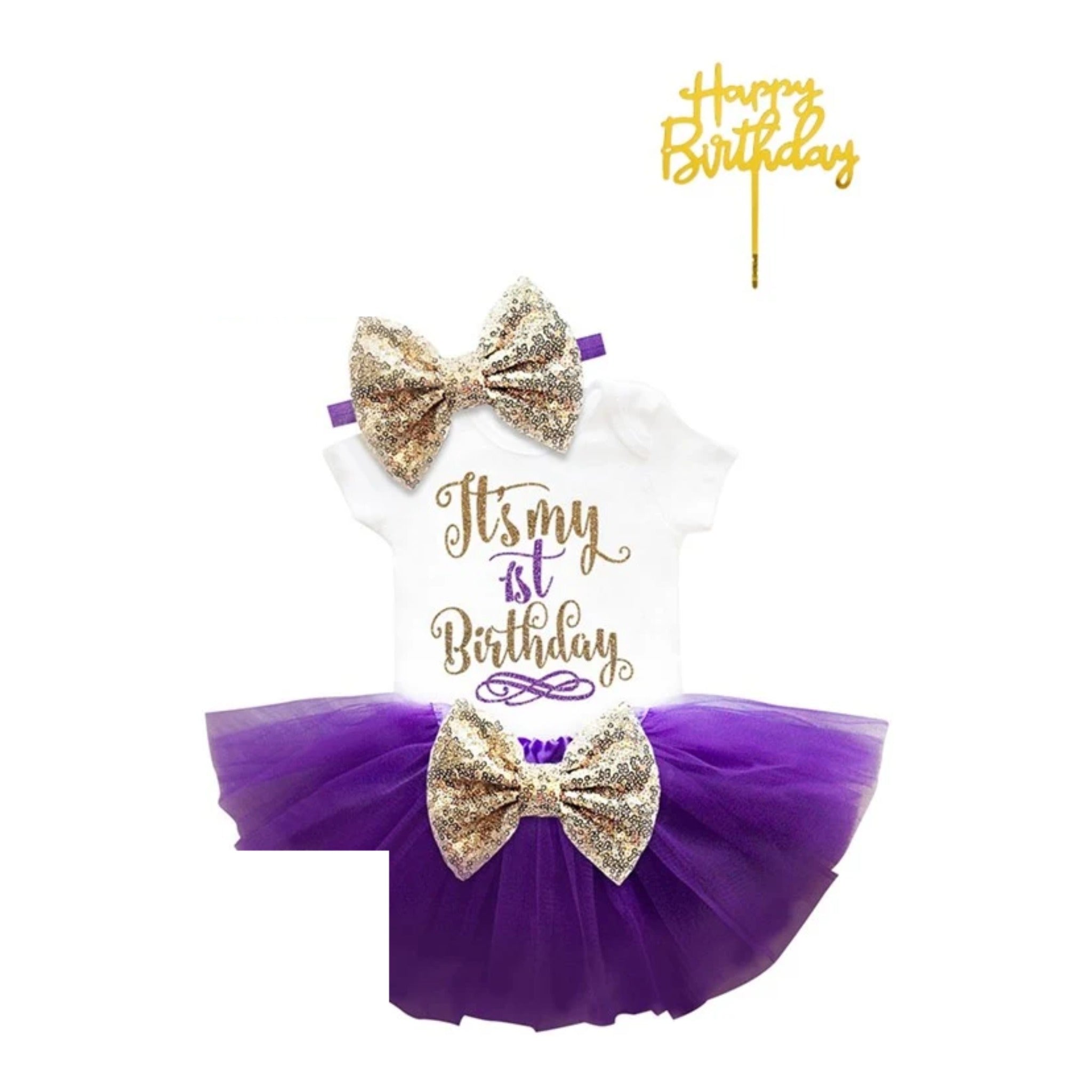 1st birthday princess costume set - Royal Purple 4-piece
