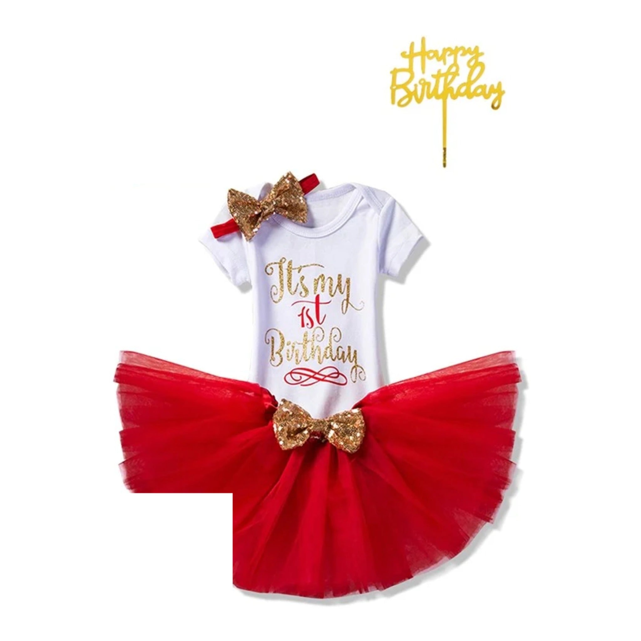 1st birthday princess costume set - Red 4-piece