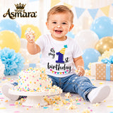 1st birthday cake smash in World of Asmara birthday T-shirt