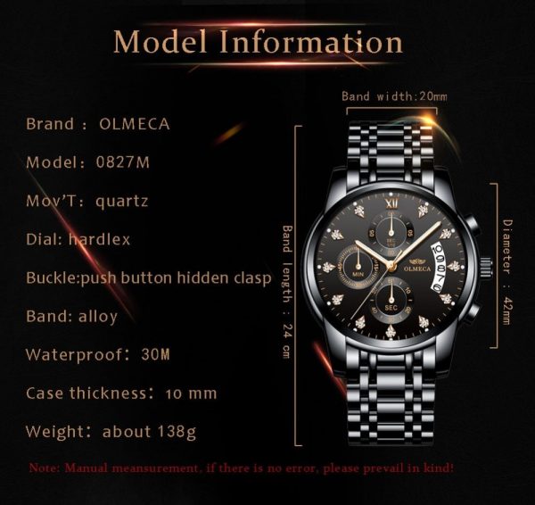 OLMECA Luxury Men's Wristwatch