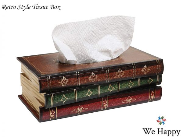 Retro Style Book Shape Tissue Box